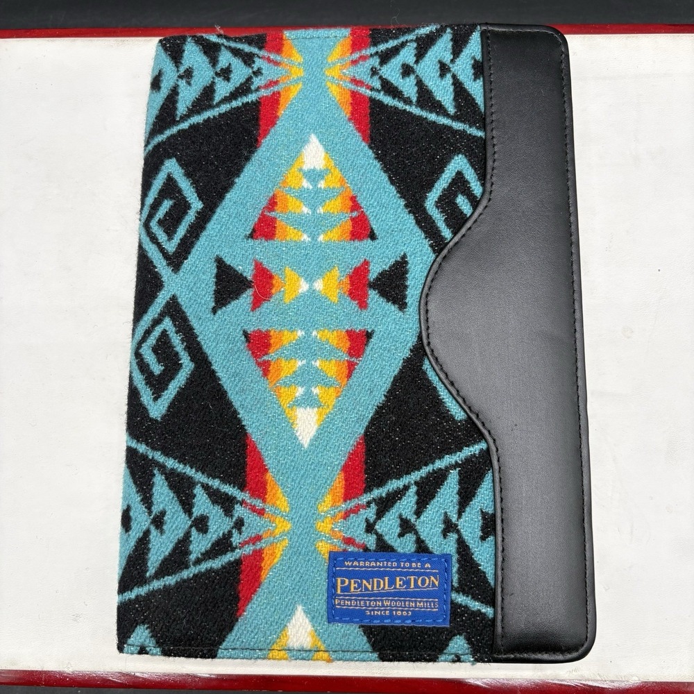 Pendleton Wool Notebook Binder Cover Black Leather Jacquard Southwestern